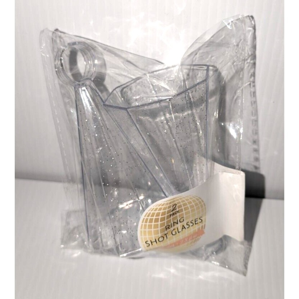 Glitter Ring Shot Glasses Each Pack Contains 2 Rings-New/Sealed